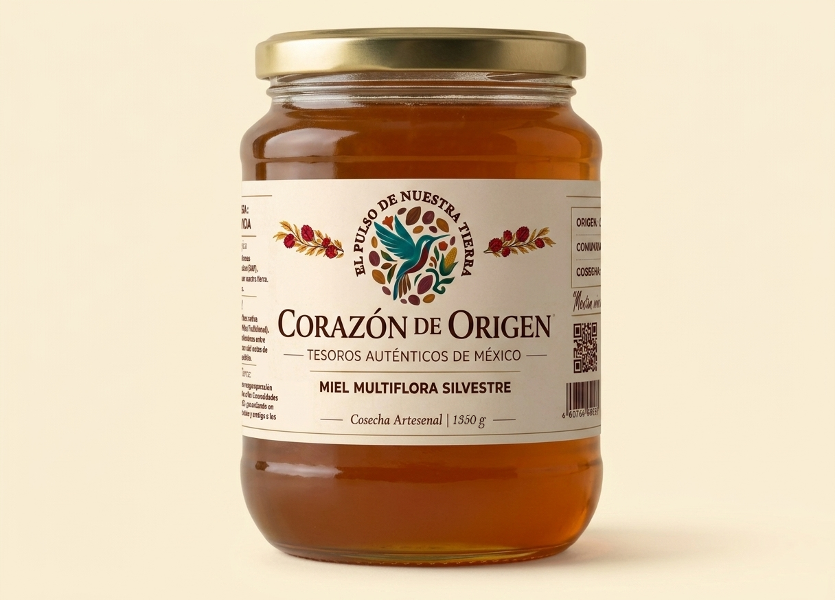Frasco de Miel Multiflora Silvestre Corazón de Origen